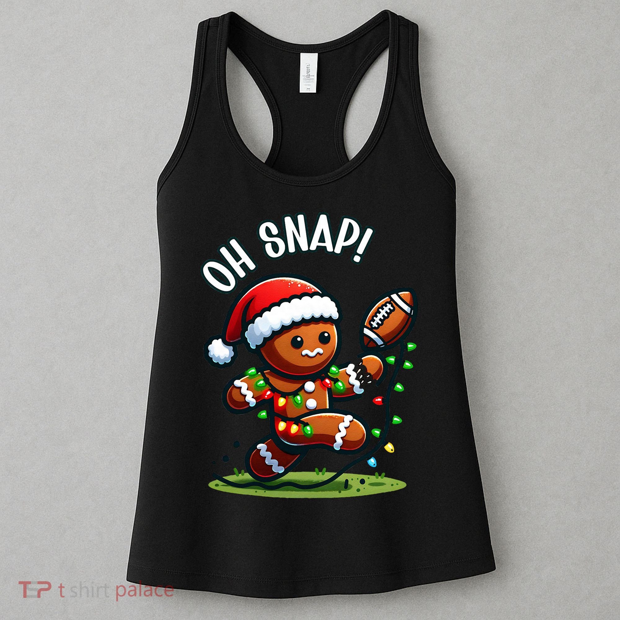 Oh Snap Gingerbreadman Christmas Football  Women's Tank Top