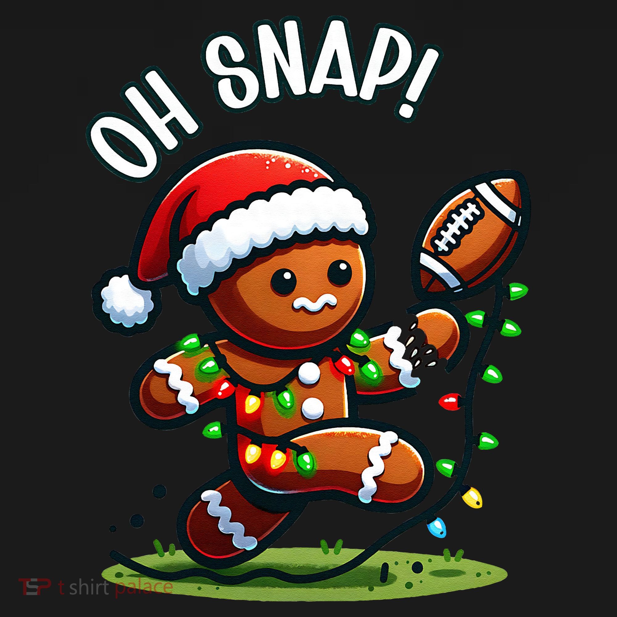 Oh Snap Gingerbreadman Christmas Football  Baby Bodysuit