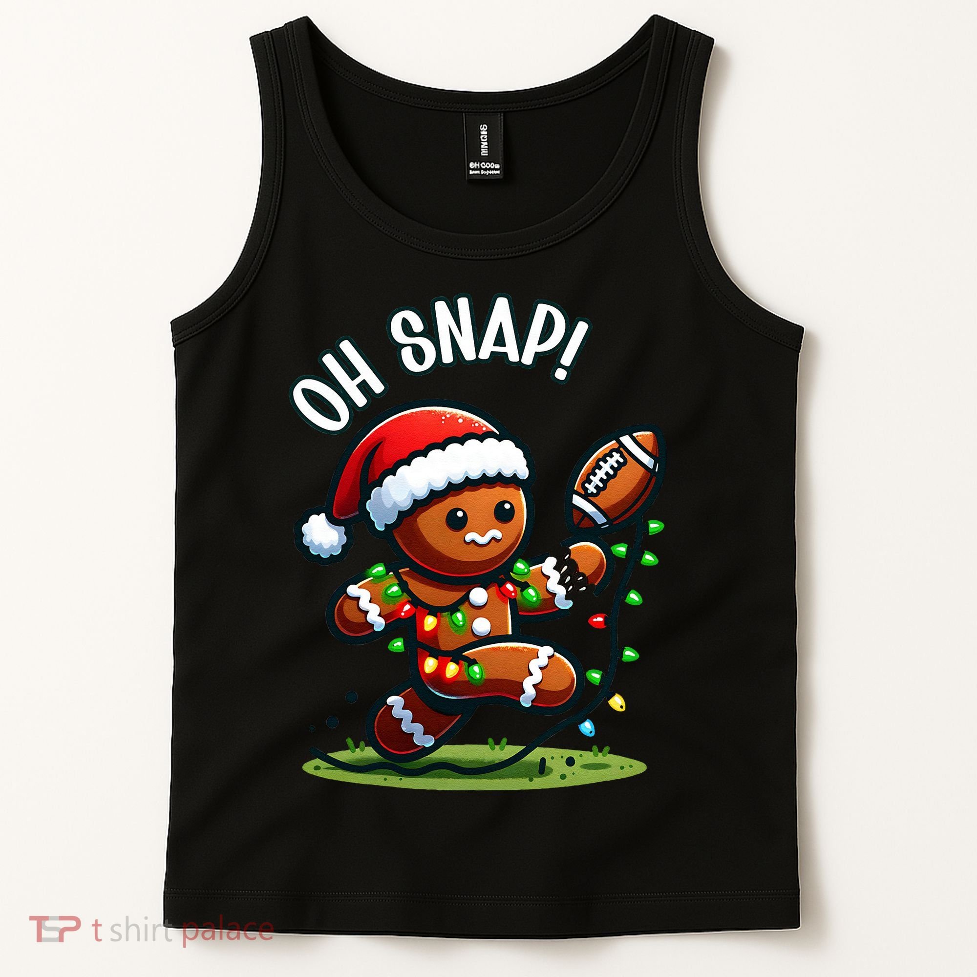 Oh Snap Gingerbreadman Christmas Football  Tank Top