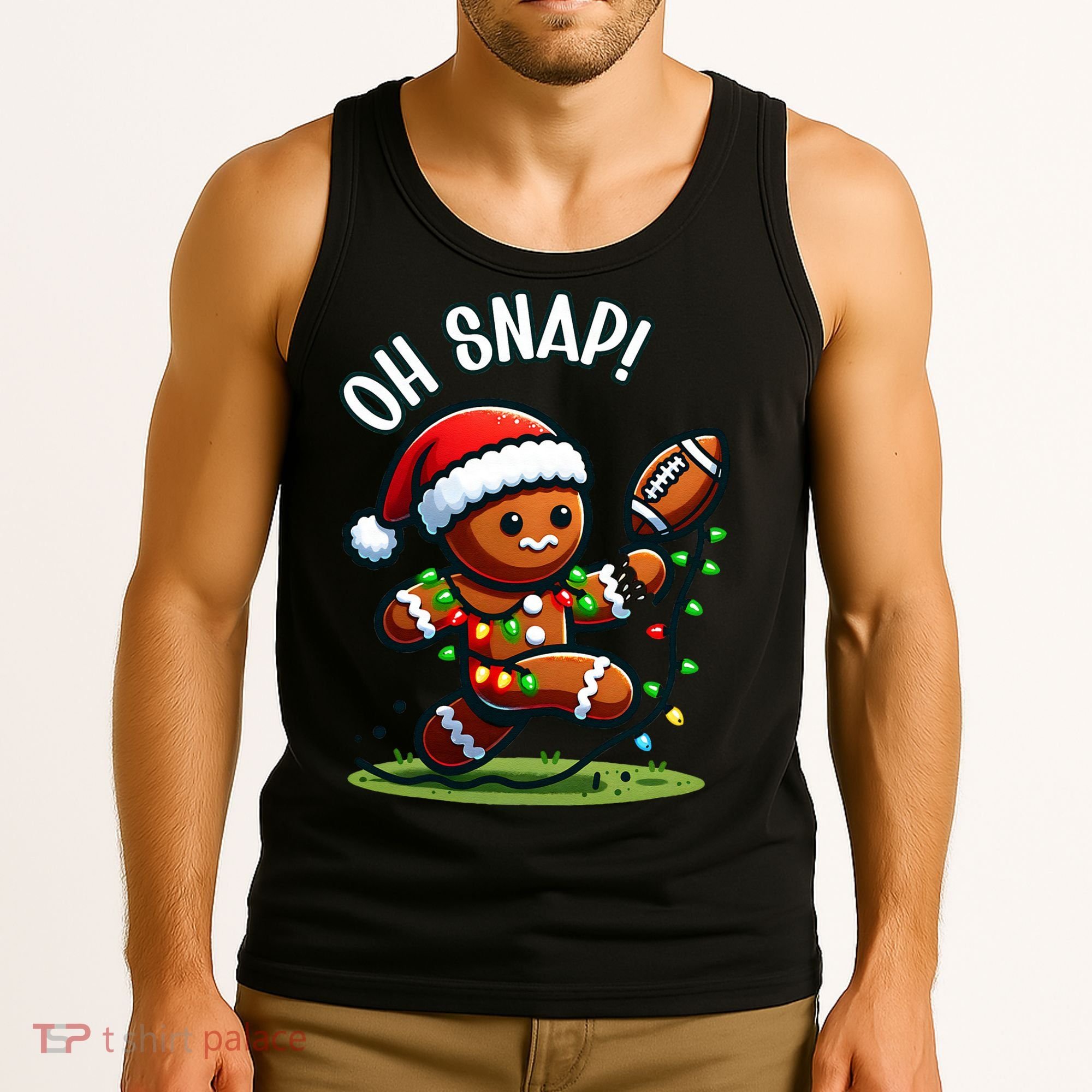 Oh Snap Gingerbreadman Christmas Football  Tank Top