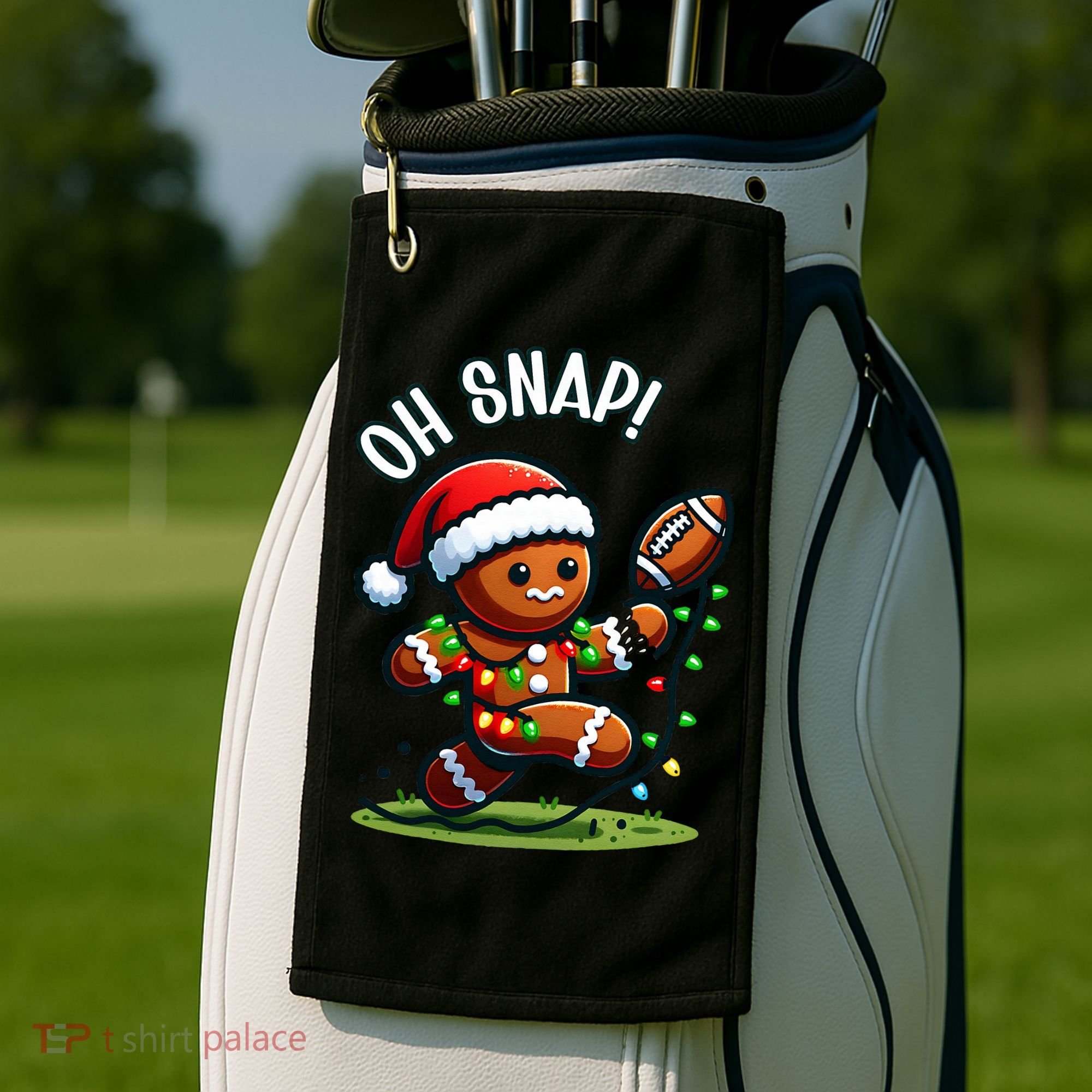 Oh Snap Gingerbreadman Christmas Football  Golf Towel