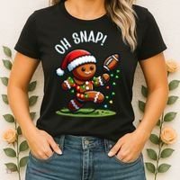 Oh Snap Gingerbreadman Christmas Football  Women's T-Shirt thumb 2