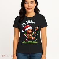 Oh Snap Gingerbreadman Christmas Football  Women's T-Shirt thumb 4
