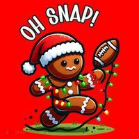 Oh Snap Gingerbreadman Christmas Football  Santa Hat thumb 1
