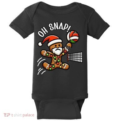 Oh Snap Gingerbreadman Christmas Volleyball Baby Bodysuit
