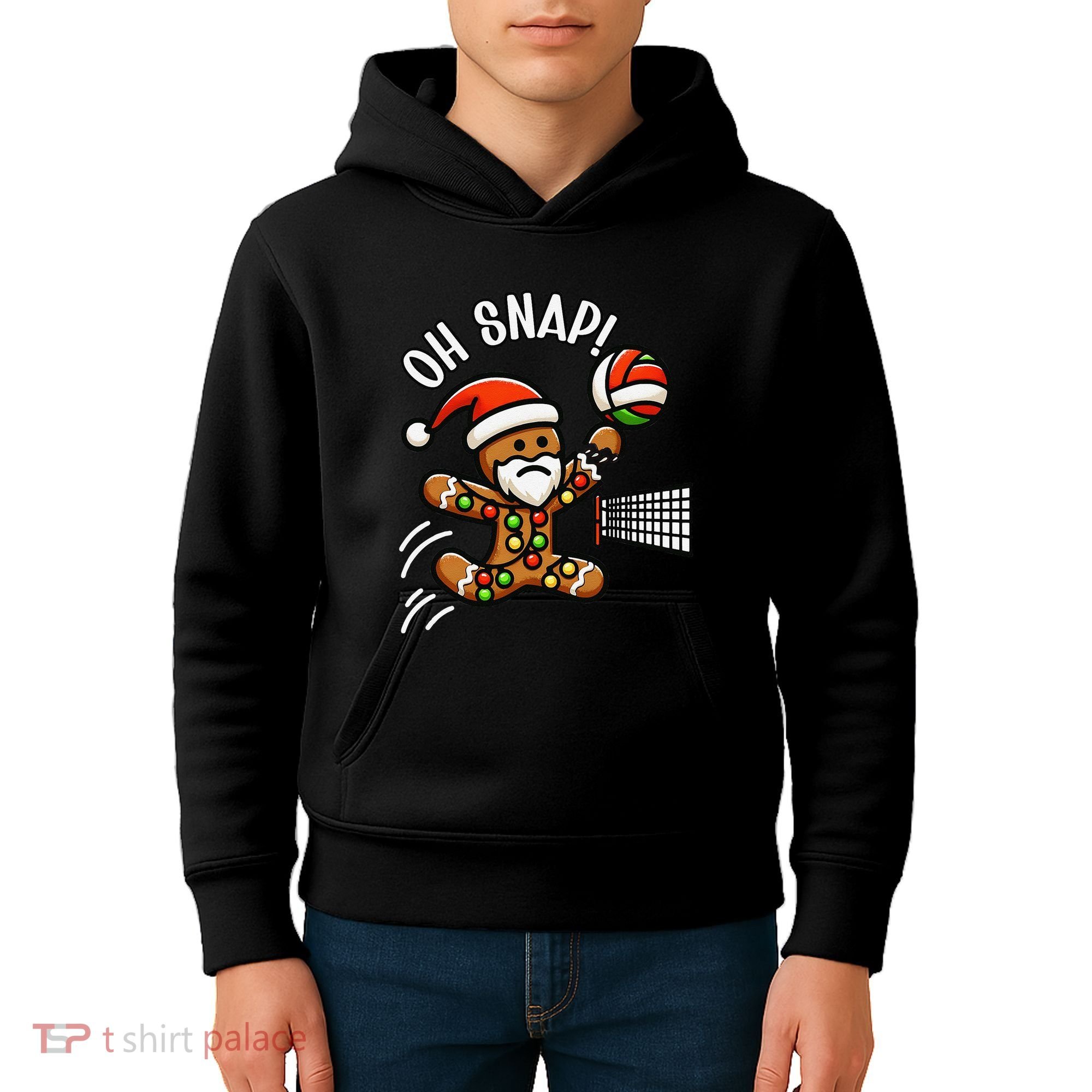Oh Snap Gingerbreadman Christmas Volleyball Kids Hoodie