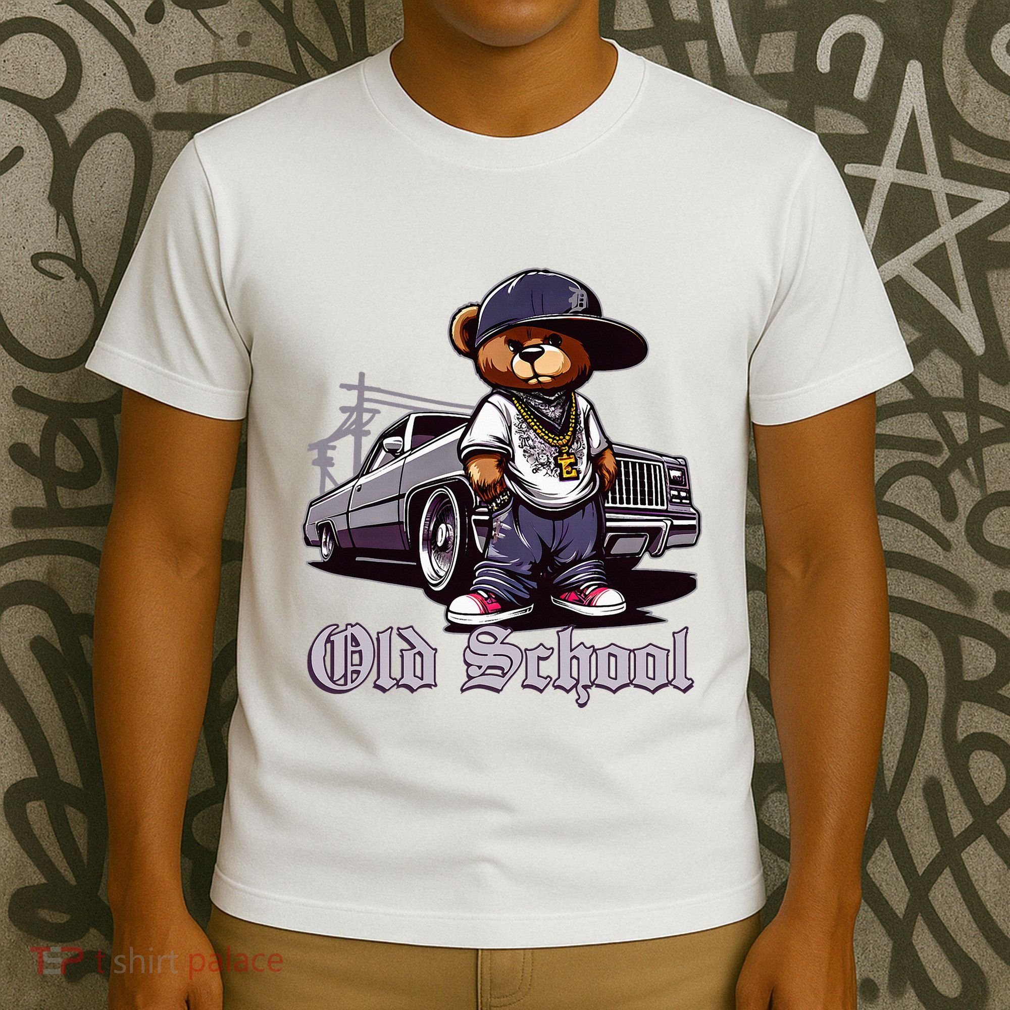 Old School Hip Hop Teddy Bear Lowrider Chicano Culture Cute T-Shirt