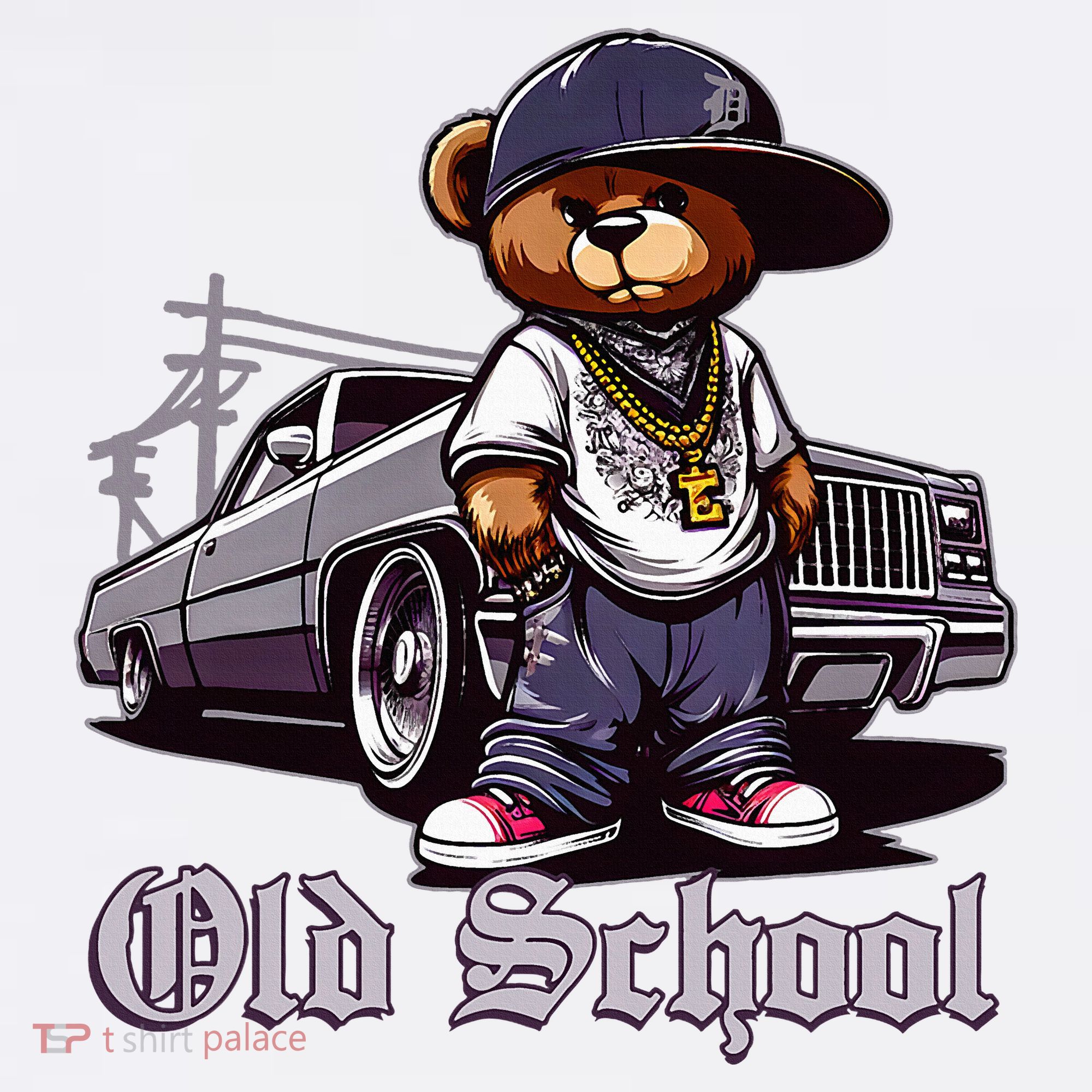 Old School Hip Hop Teddy Bear Lowrider Chicano Culture Cute T-Shirt