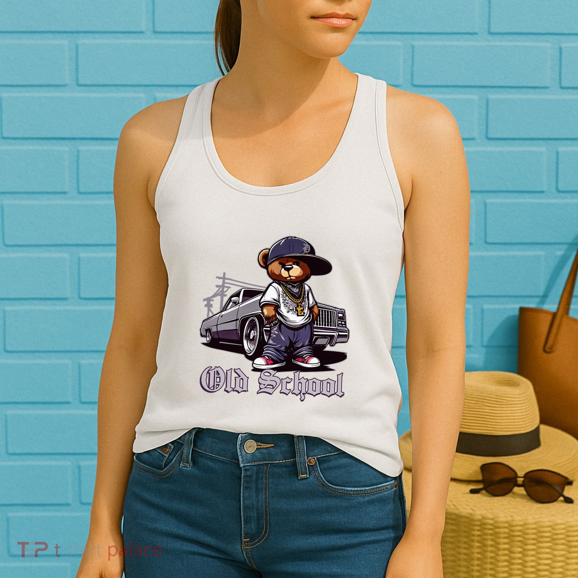 Old School Hip Hop Teddy Bear Lowrider Chicano Culture Cute Women's Tank Top
