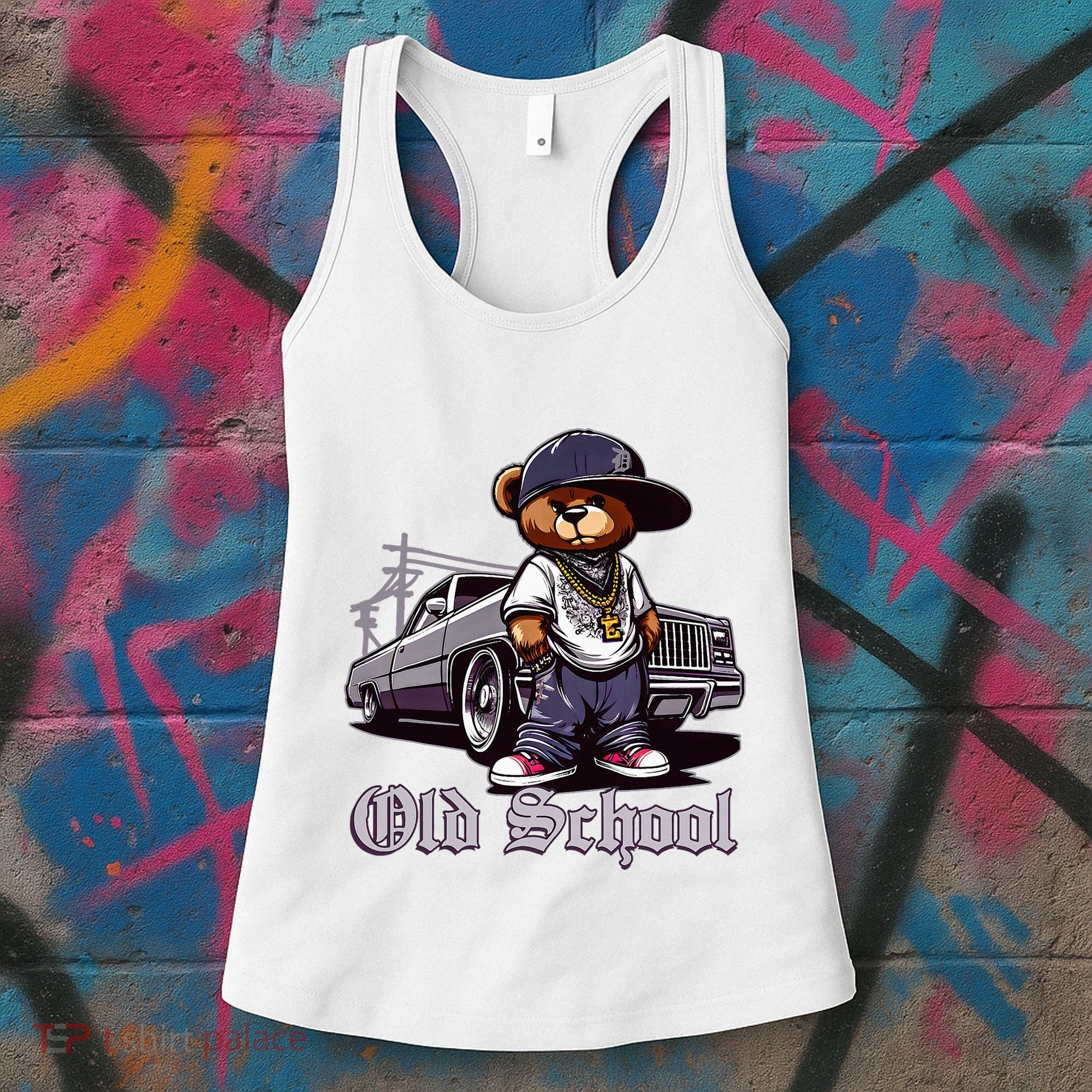 Old School Hip Hop Teddy Bear Lowrider Chicano Culture Cute Women's Tank Top