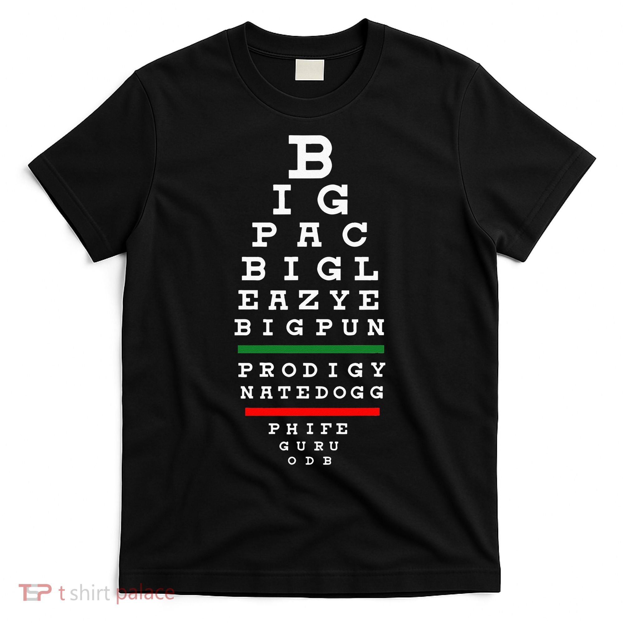 Old School Hip Hop Music Rap Legends Eye Chart 90s Hip Hop T-Shirt