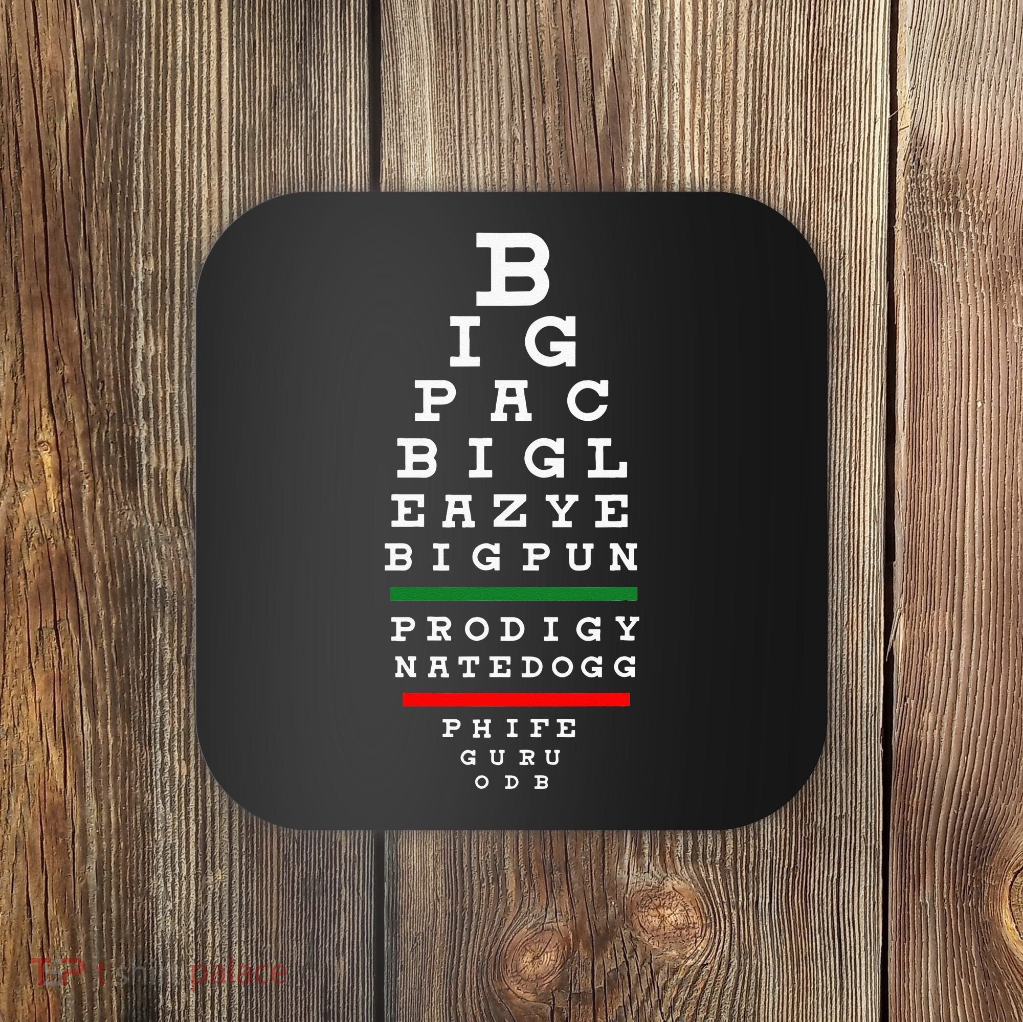 Old School Hip Hop Music Rap Legends Eye Chart 90s Hip Hop Coaster