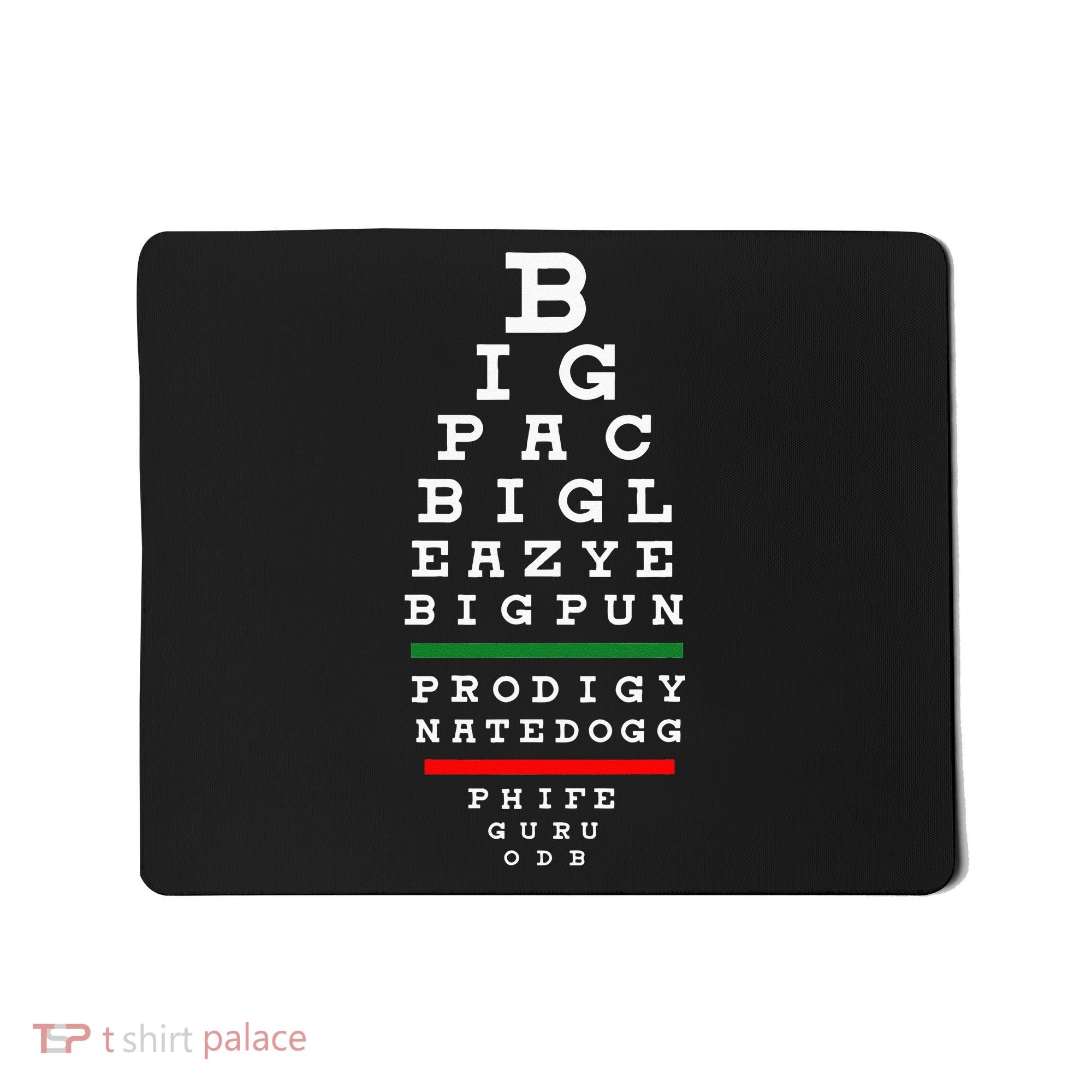 Old School Hip Hop Music Rap Legends Eye Chart 90s Hip Hop Mousepad