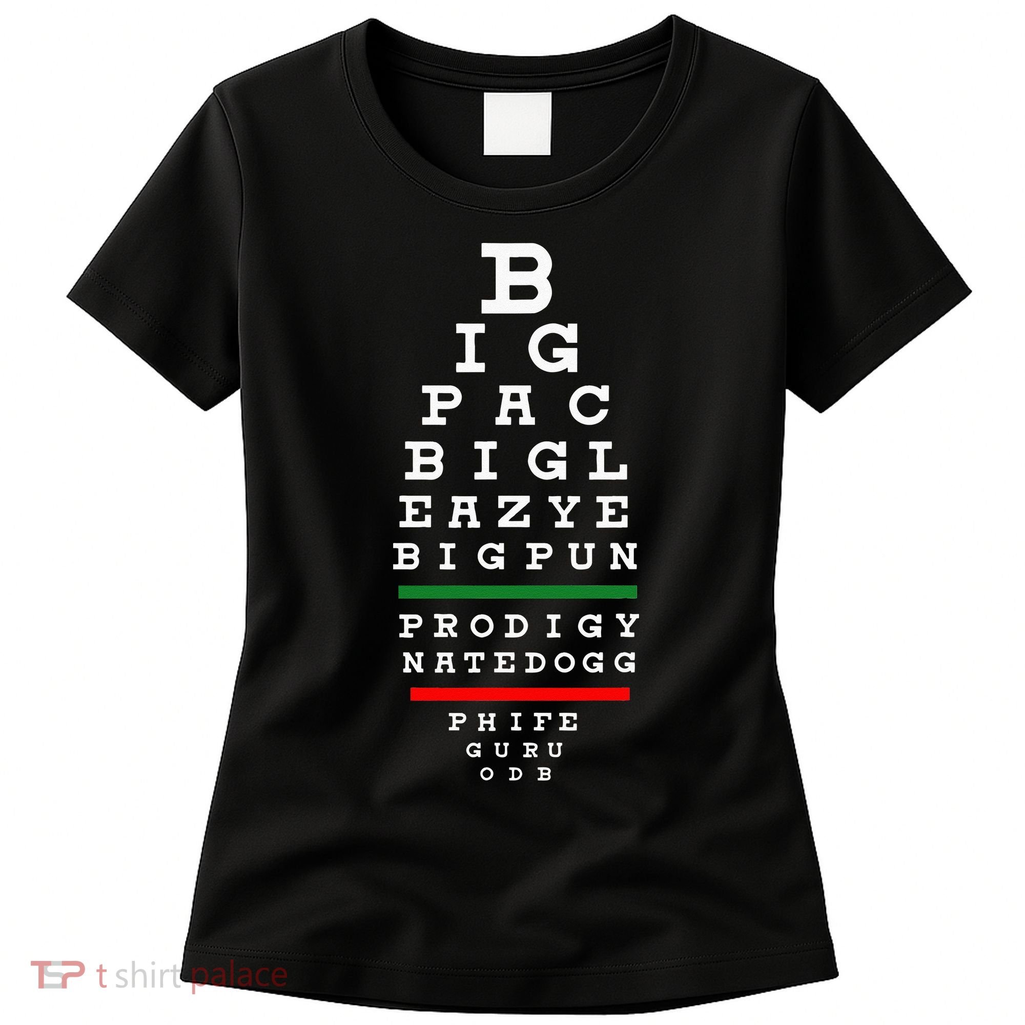 Old School Hip Hop Music Rap Legends Eye Chart 90s Hip Hop Women's T-Shirt