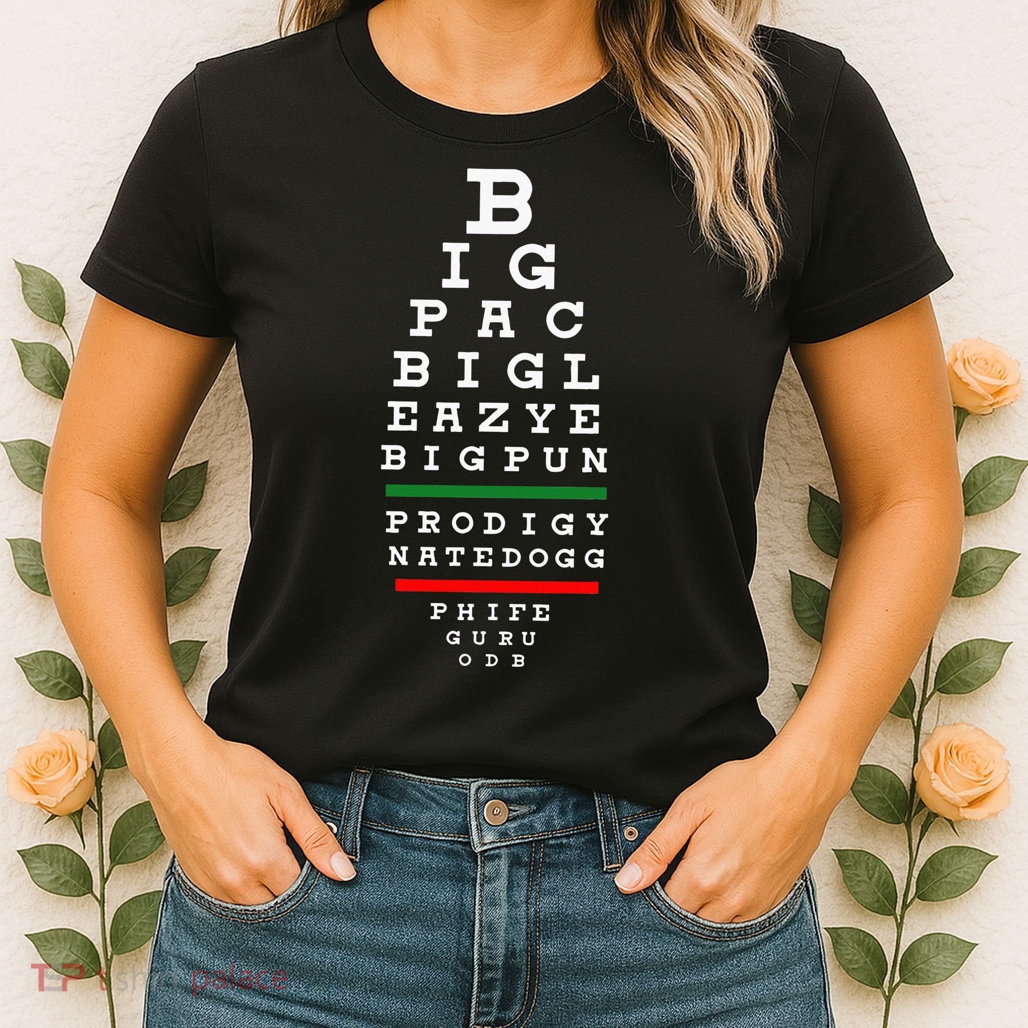 Old School Hip Hop Music Rap Legends Eye Chart 90s Hip Hop Women's T-Shirt