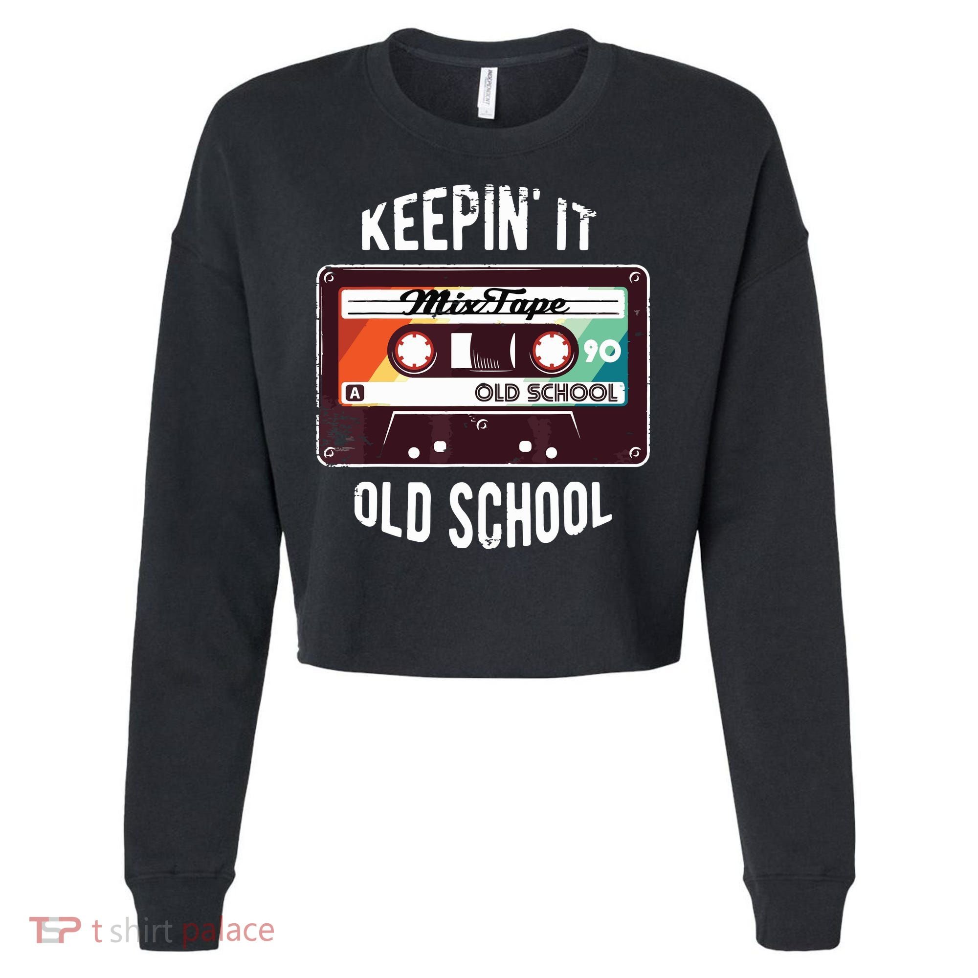 Old School Hip Hop 80s 90s Mixtape Graphic Cropped Pullover Crew