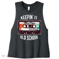 Old School Hip Hop 80s 90s Mixtape Graphic Women's Racerback Cropped Tank thumb 0