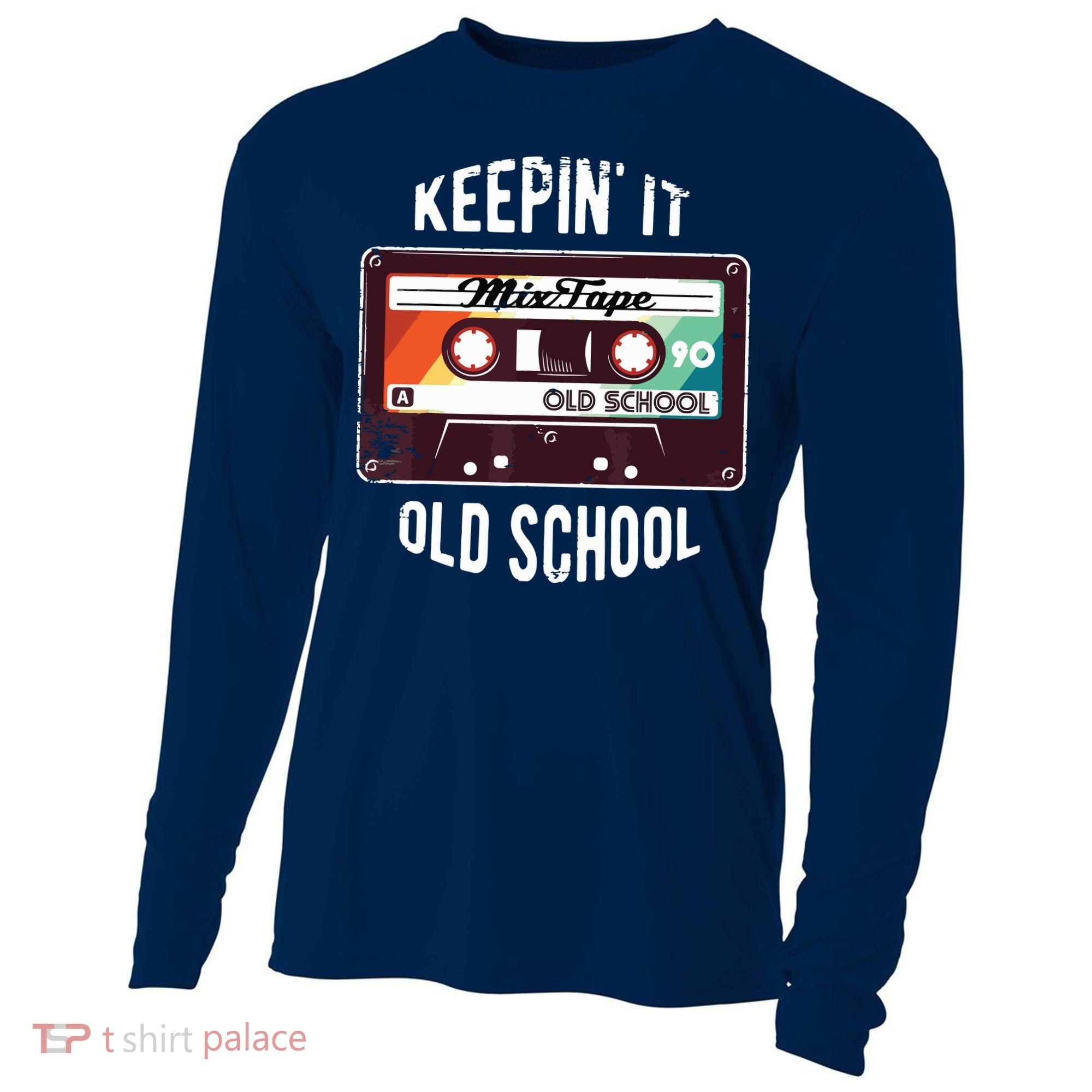 Old School Hip Hop 80s 90s Mixtape Graphic Cooling Performance Long Sleeve Crew