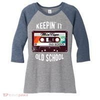 Old School Hip Hop 80s 90s Mixtape Graphic Women's Tri-Blend 3/4-Sleeve Raglan Shirt thumb 0