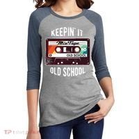 Old School Hip Hop 80s 90s Mixtape Graphic Women's Tri-Blend 3/4-Sleeve Raglan Shirt thumb 2