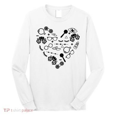 Optometry Symbols Heart Eyeglasses Spectacles Optician Life Long Sleeve Shirt