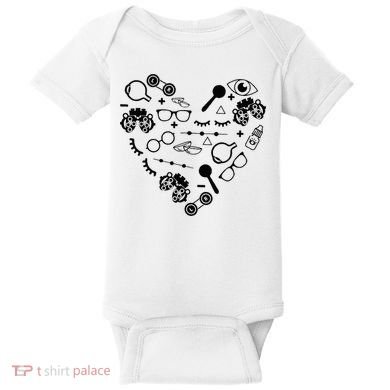 Optometry Symbols Heart Eyeglasses Spectacles Optician Life Baby Bodysuit