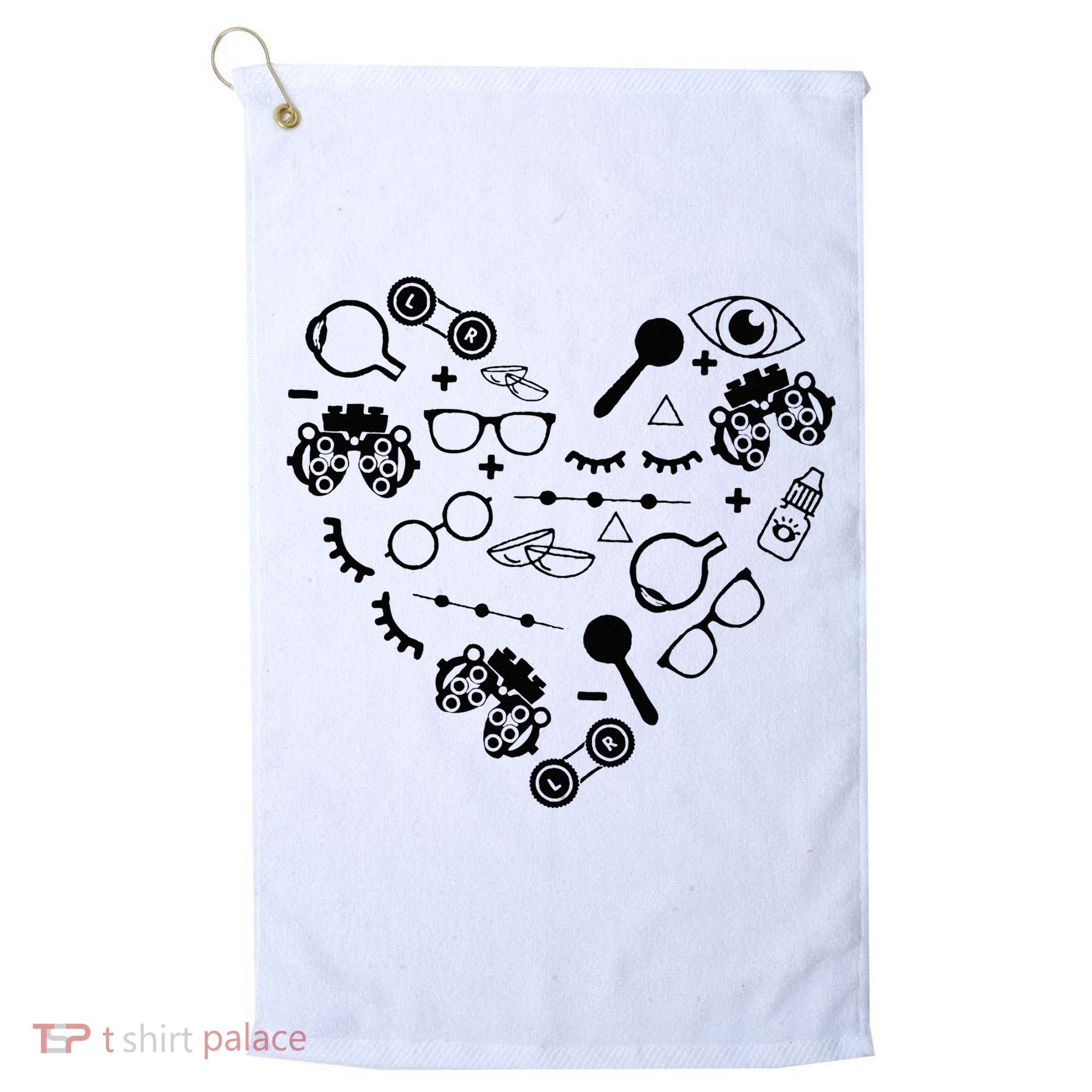 Optometry Symbols Heart Eyeglasses Spectacles Optician Life Golf Towel