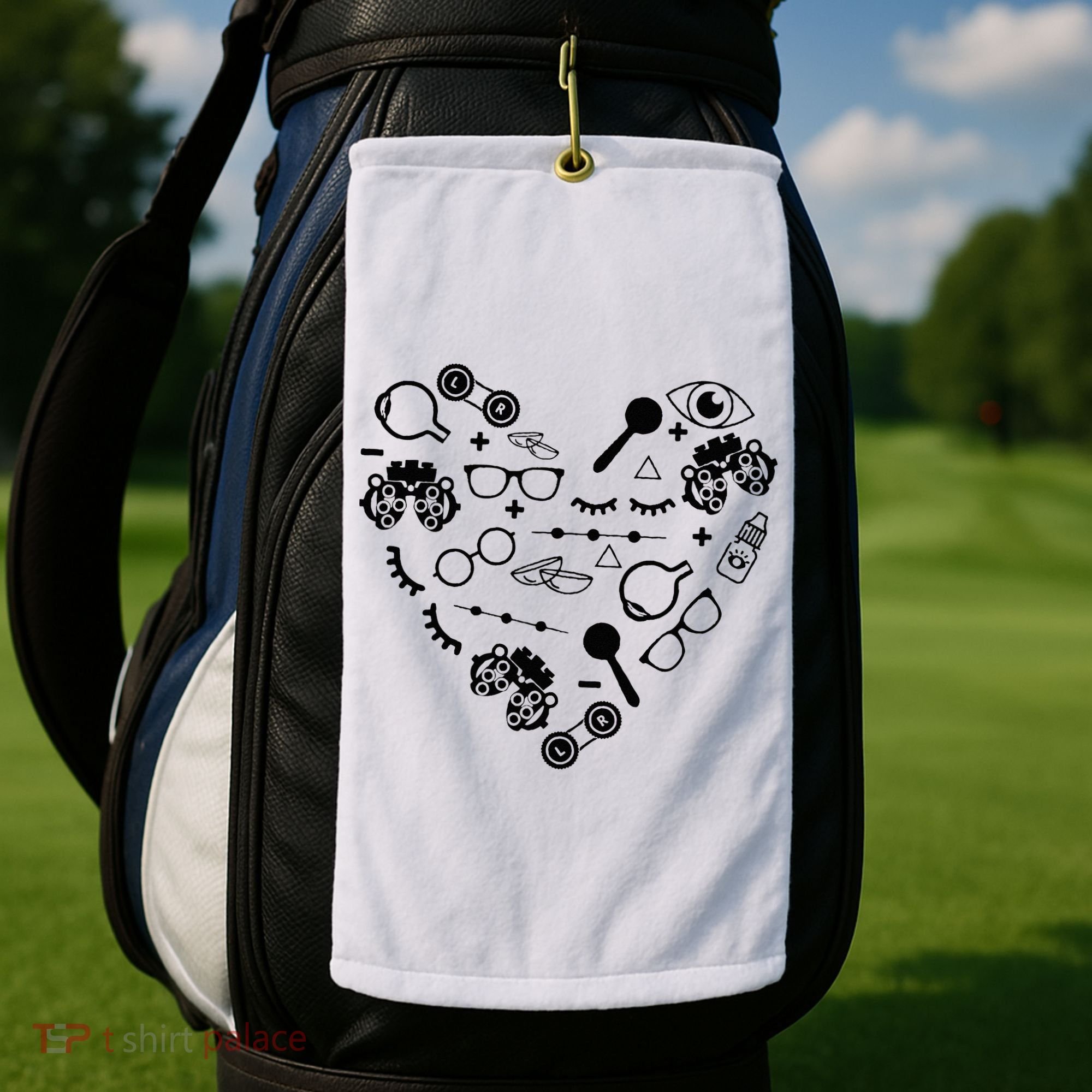 Optometry Symbols Heart Eyeglasses Spectacles Optician Life Golf Towel