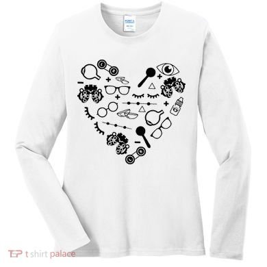 Optometry Symbols Heart Eyeglasses Spectacles Optician Life Women's Long Sleeve Shirt