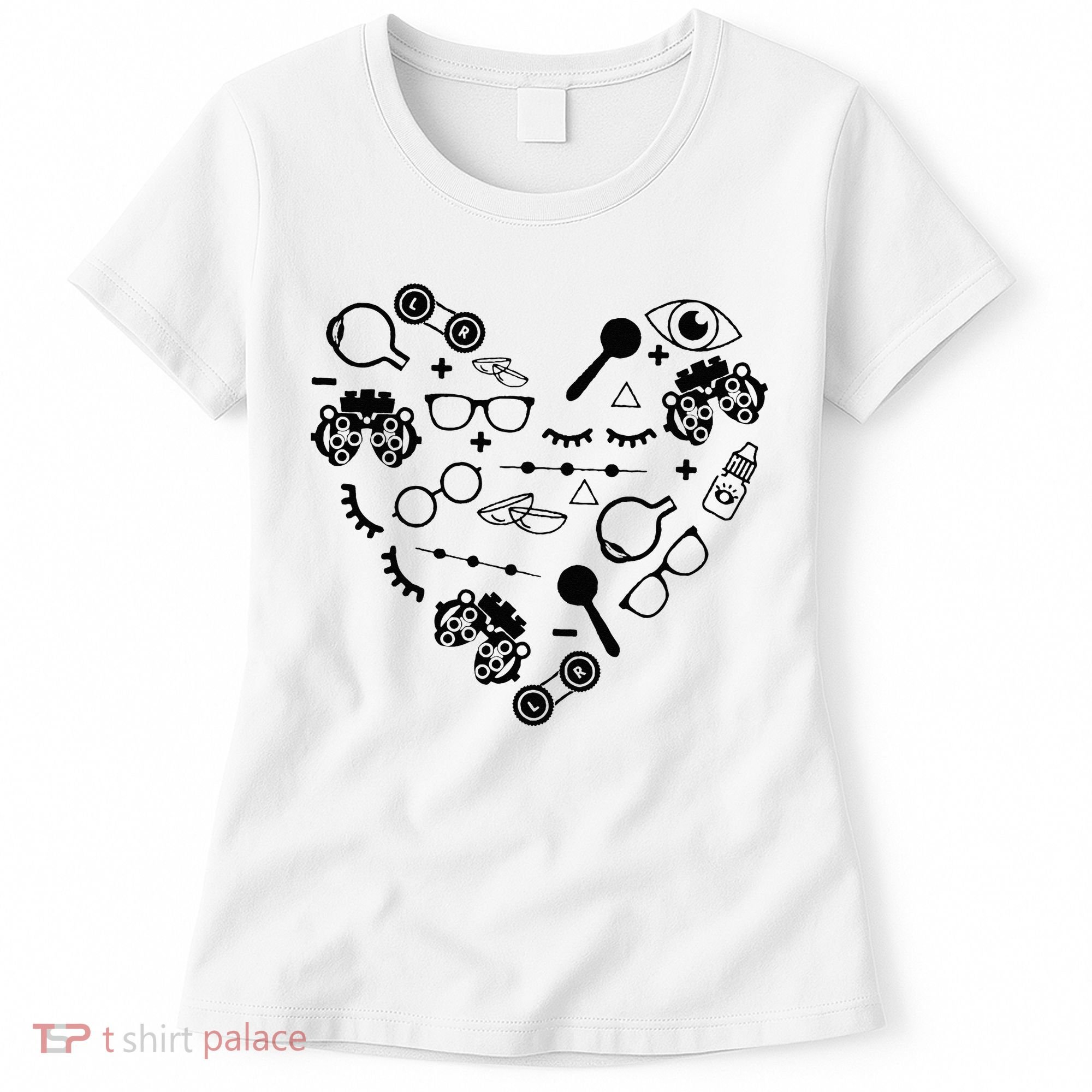Optometry Symbols Heart Eyeglasses Spectacles Optician Life Women's T-Shirt