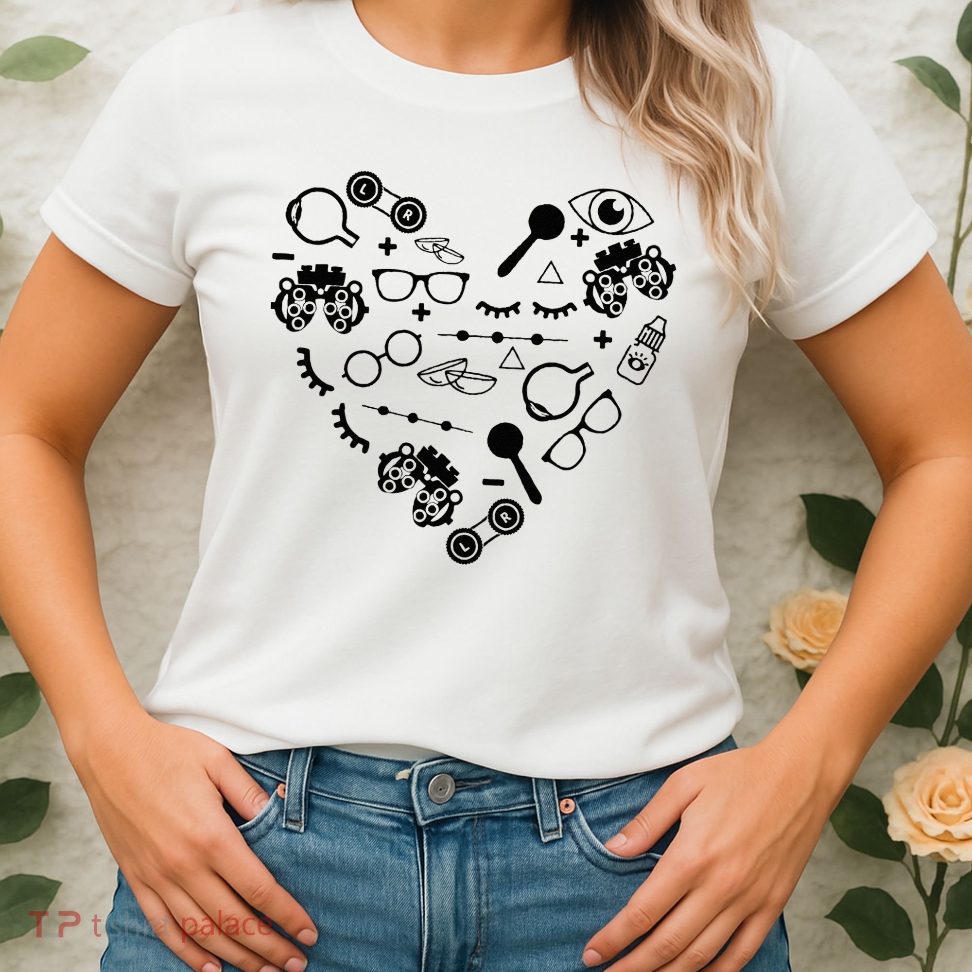 Optometry Symbols Heart Eyeglasses Spectacles Optician Life Women's T-Shirt