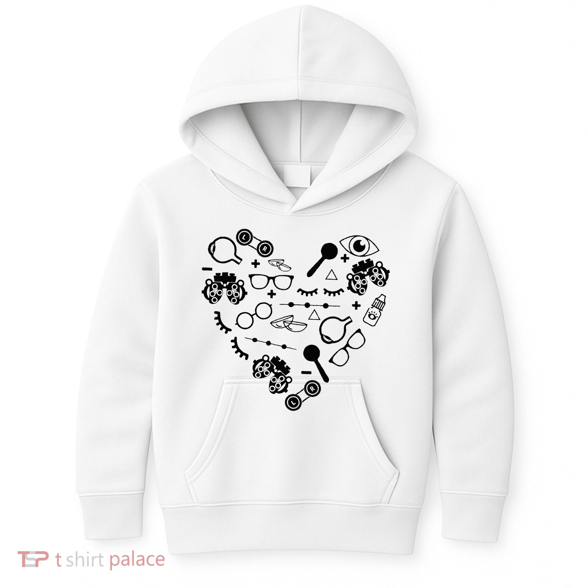 Optometry Symbols Heart Eyeglasses Spectacles Optician Life Kids Hoodie