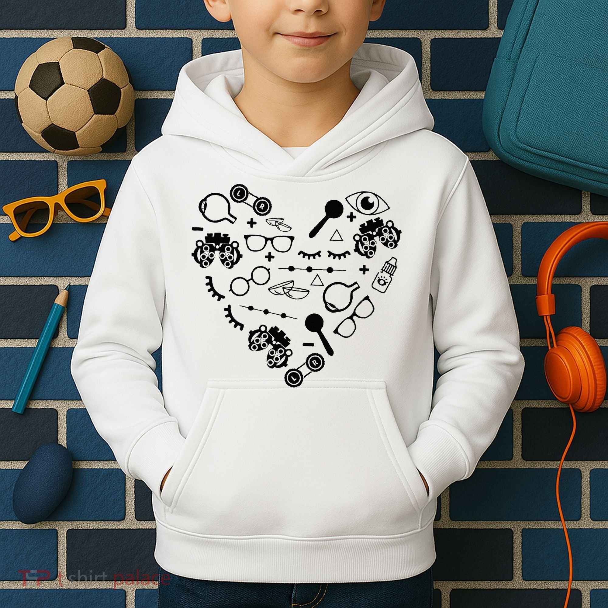 Optometry Symbols Heart Eyeglasses Spectacles Optician Life Kids Hoodie