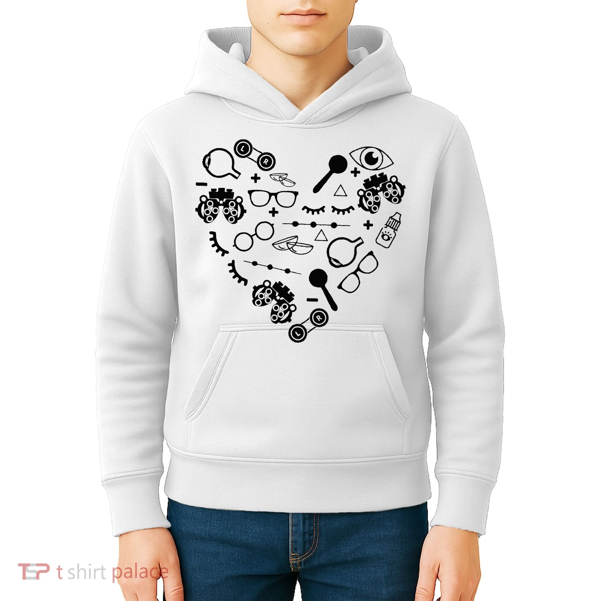 Optometry Symbols Heart Eyeglasses Spectacles Optician Life Kids Hoodie