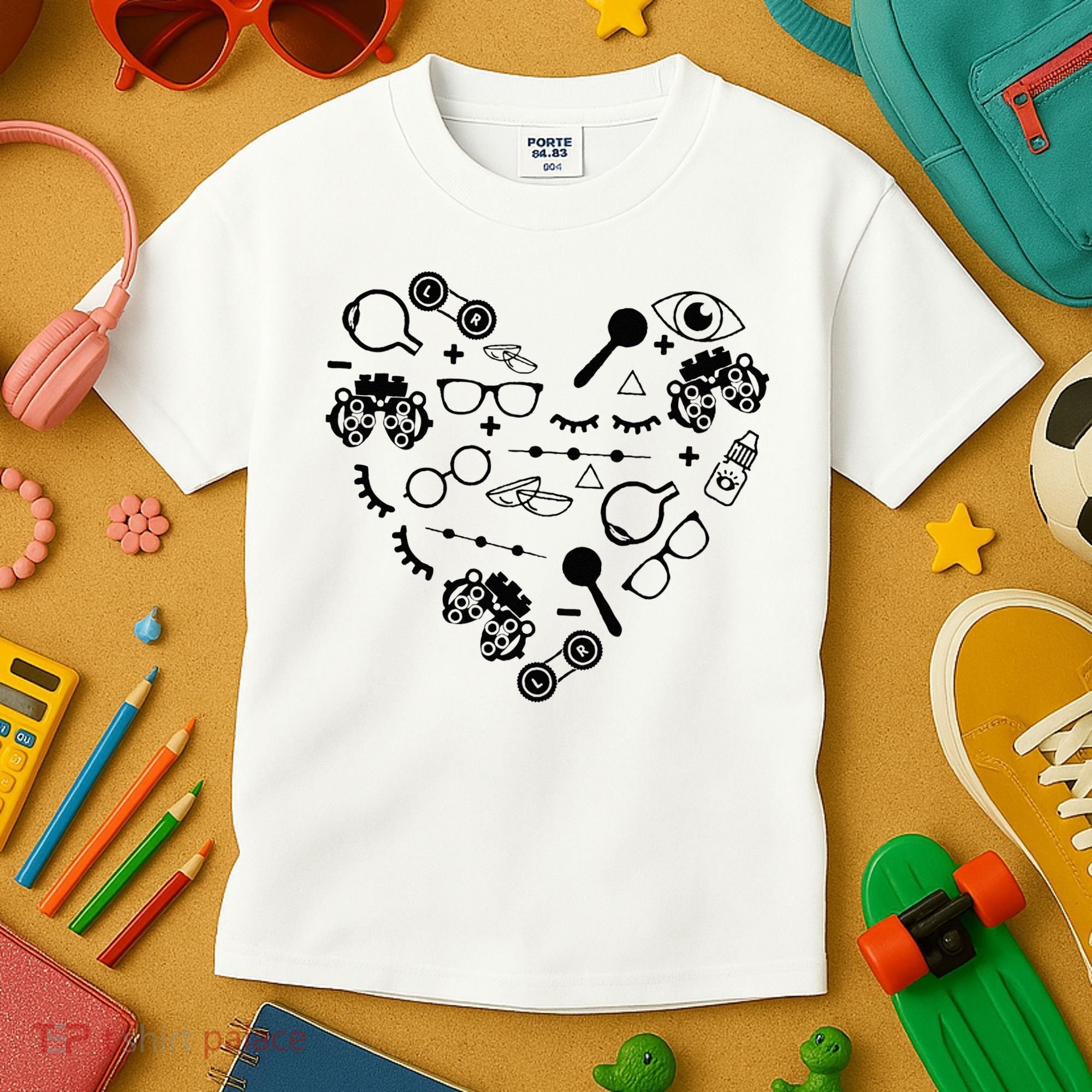 Optometry Symbols Heart Eyeglasses Spectacles Optician Life Kids T-Shirt