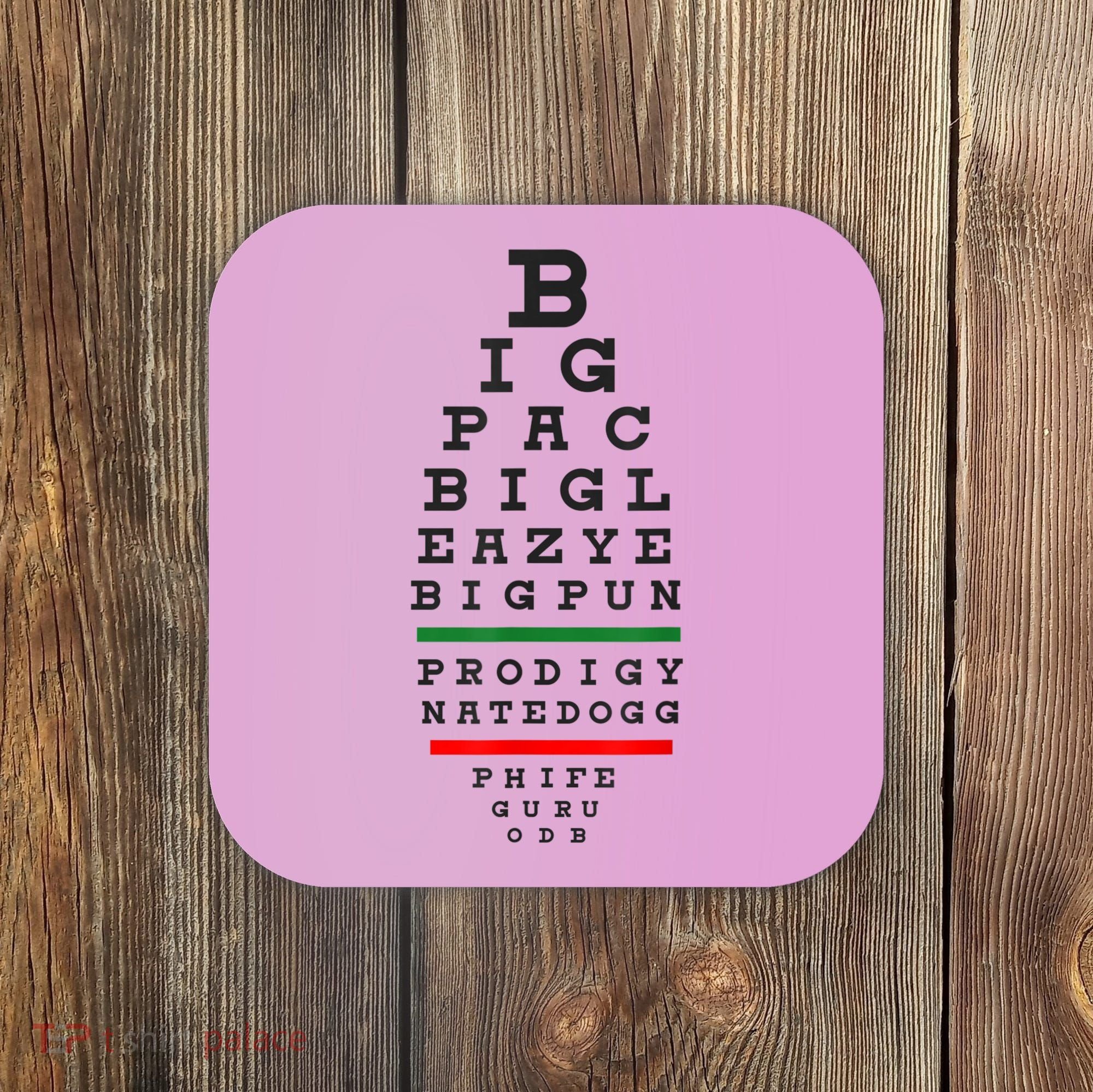 Old School Hip Hop Music Rap Legends Eye Chart 90s HipHop Coaster