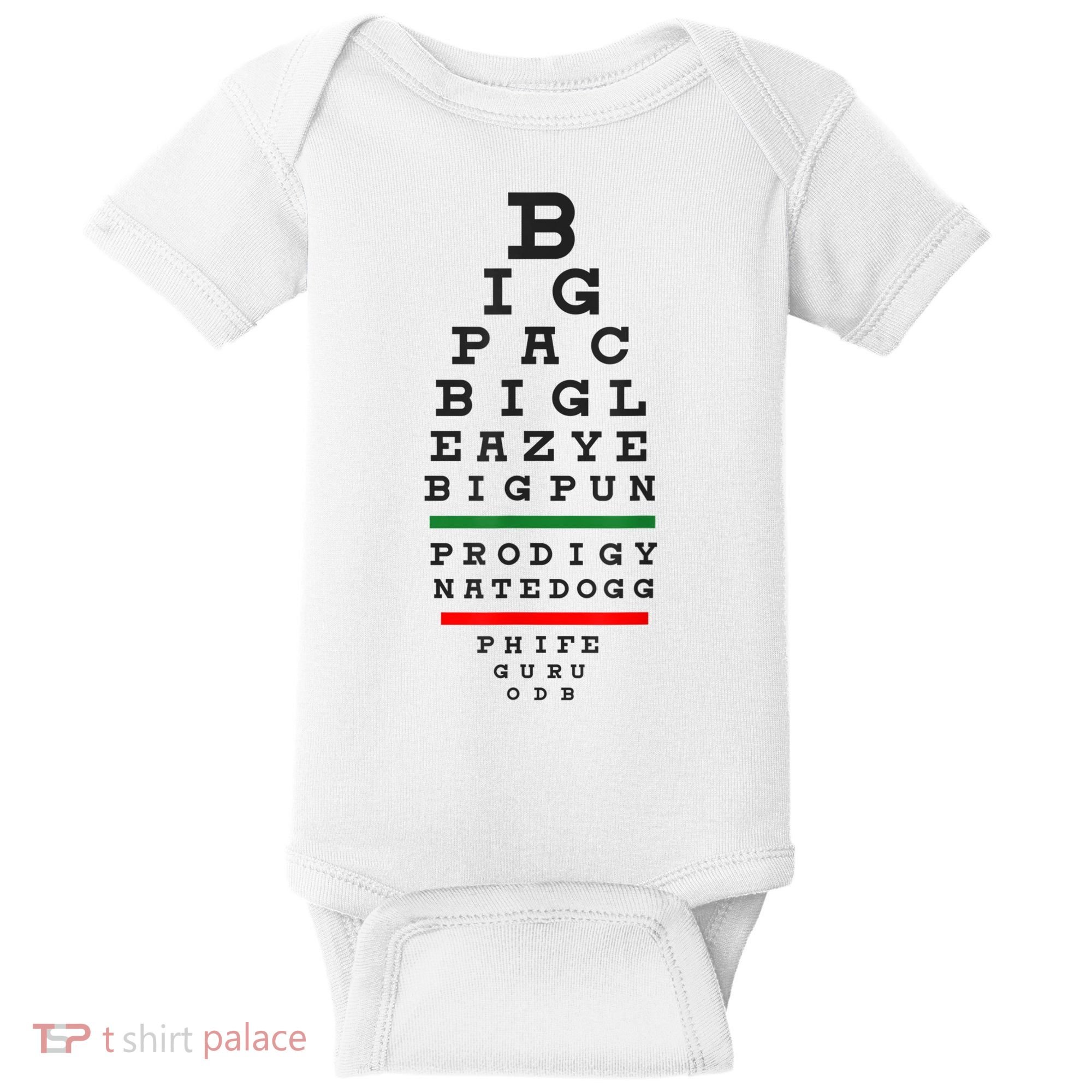 Old School Hip Hop Music Rap Legends Eye Chart 90s HipHop Baby Bodysuit