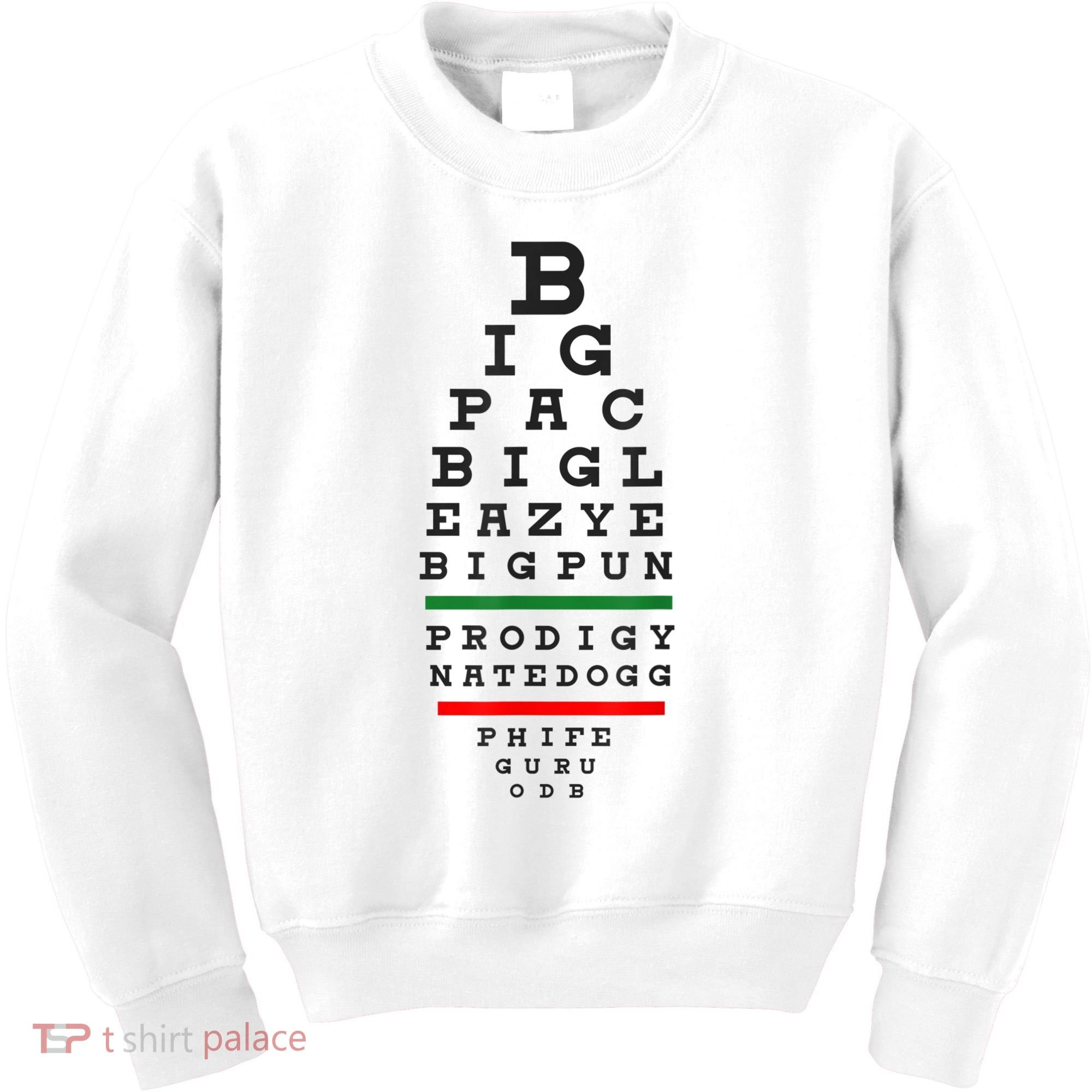 Old School Hip Hop Music Rap Legends Eye Chart 90s HipHop Kids Sweatshirt