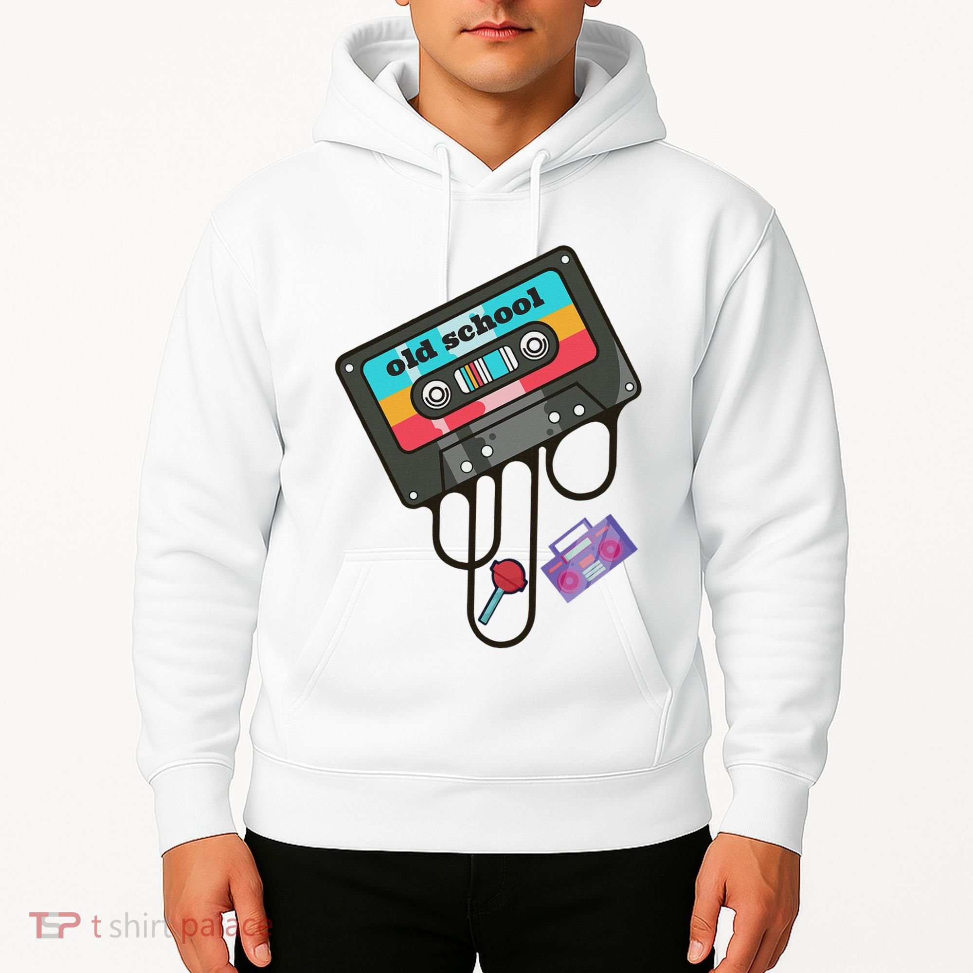 Old School Hip Hop Cassette Tape Retro 80s 90s Rap Mixtape Hoodie