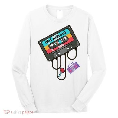 Old School Hip Hop Cassette Tape Retro 80s 90s Rap Mixtape Long Sleeve Shirt