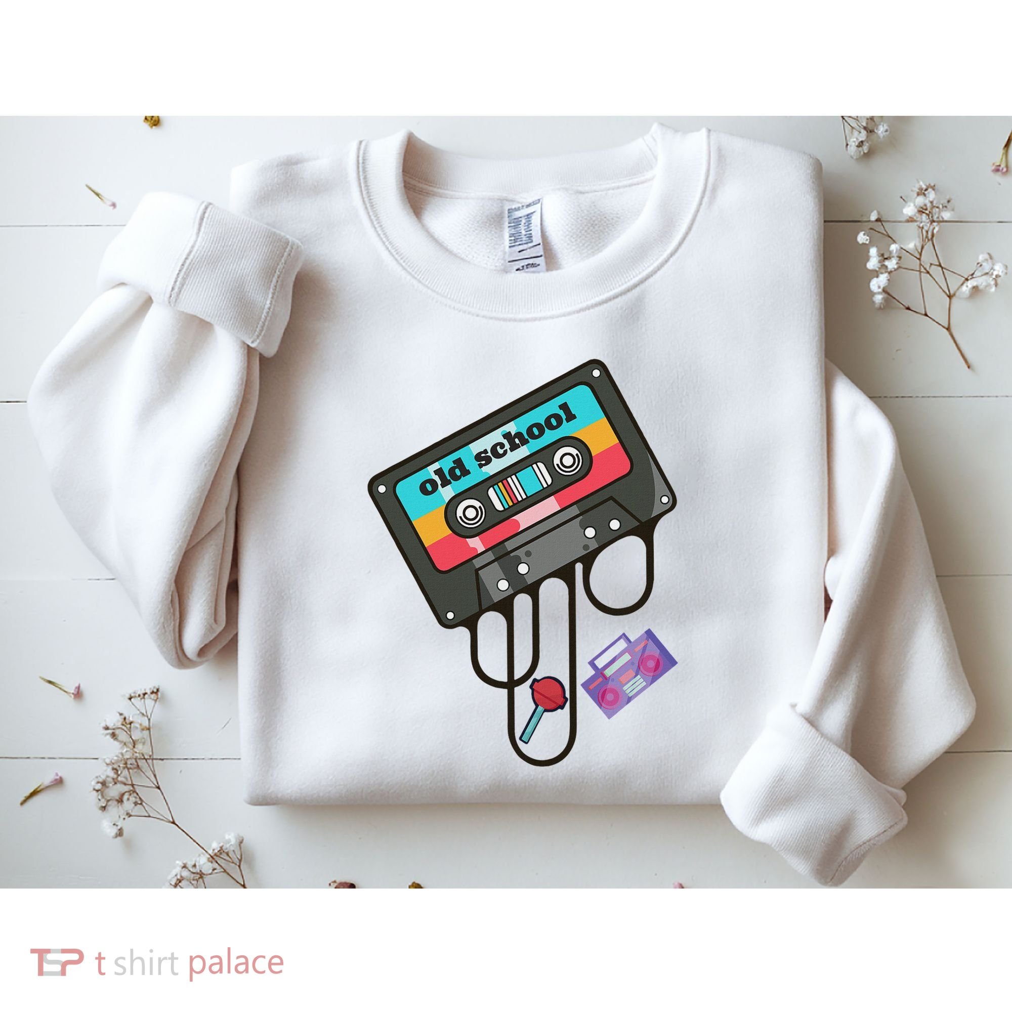 Old School Hip Hop Cassette Tape Retro 80s 90s Rap Mixtape Sweatshirt