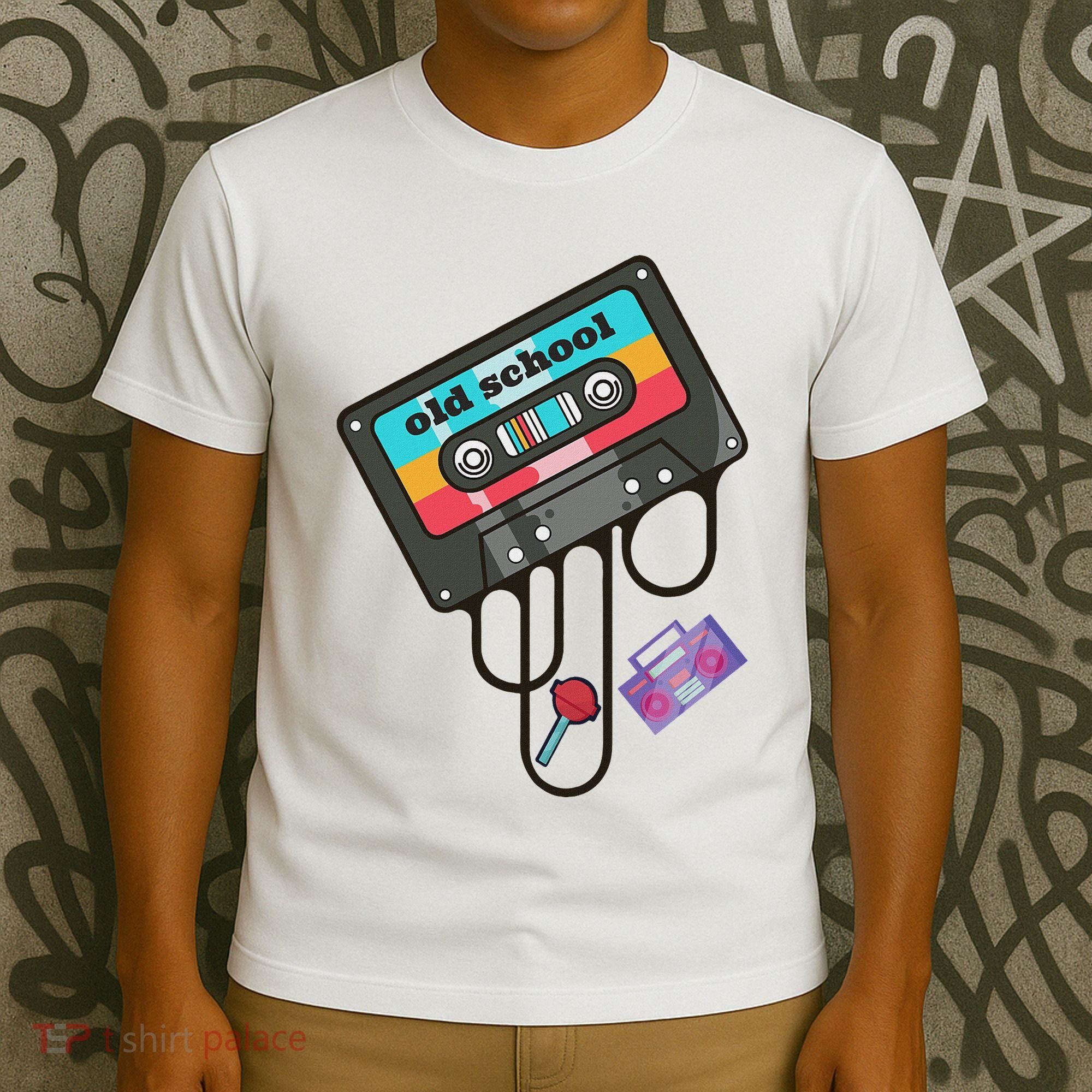 Old School Hip Hop Cassette Tape Retro 80s 90s Rap Mixtape T-Shirt