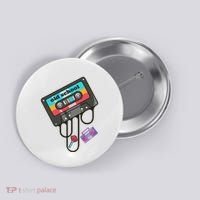 Old School Hip Hop Cassette Tape Retro 80s 90s Rap Mixtape Button thumb 0