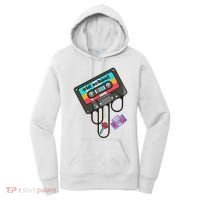 Old School Hip Hop Cassette Tape Retro 80s 90s Rap Mixtape Women's Hoodie thumb 0