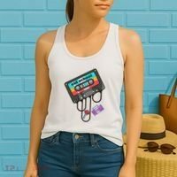 Old School Hip Hop Cassette Tape Retro 80s 90s Rap Mixtape Women's Tank Top thumb 2