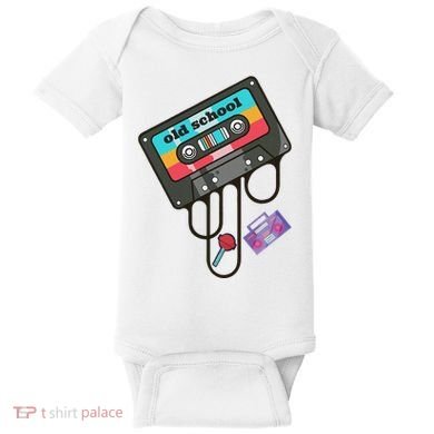 Old School Hip Hop Cassette Tape Retro 80s 90s Rap Mixtape Baby Bodysuit