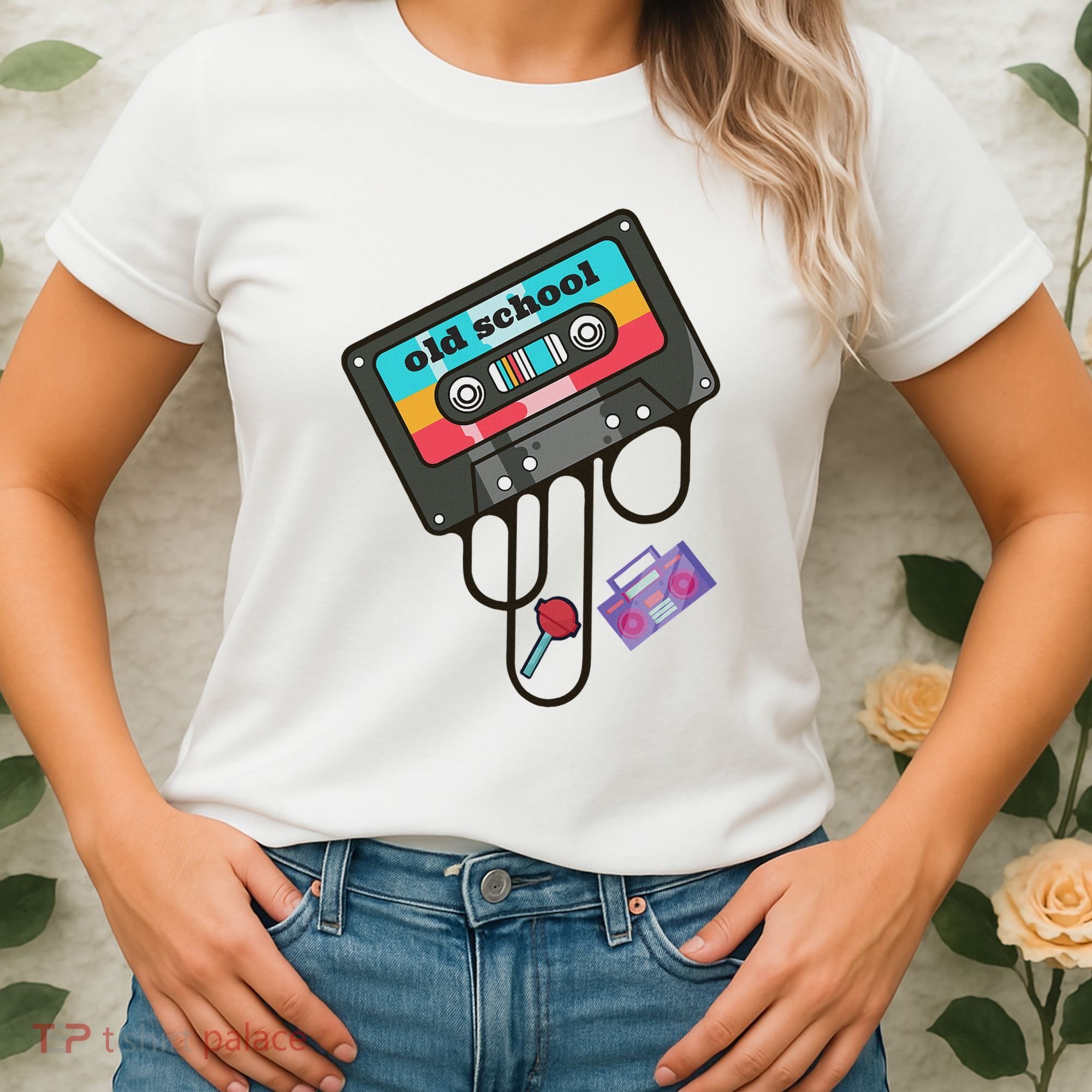 Old School Hip Hop Cassette Tape Retro 80s 90s Rap Mixtape Women's T-Shirt