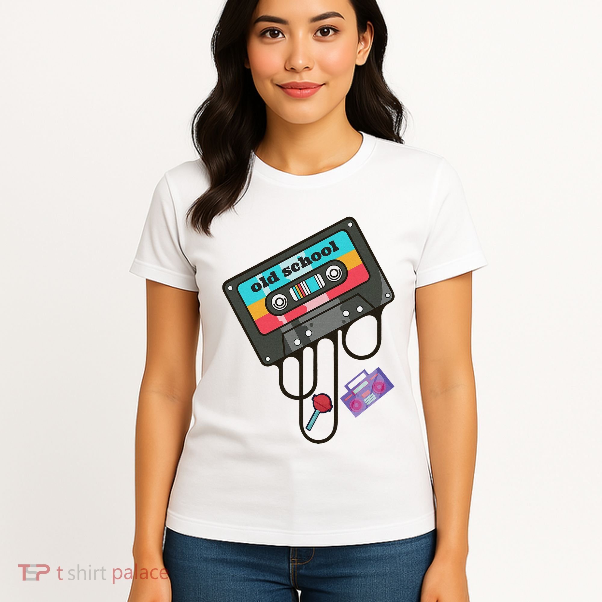 Old School Hip Hop Cassette Tape Retro 80s 90s Rap Mixtape Women's T-Shirt