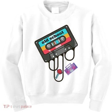 Old School Hip Hop Cassette Tape Retro 80s 90s Rap Mixtape Kids Sweatshirt