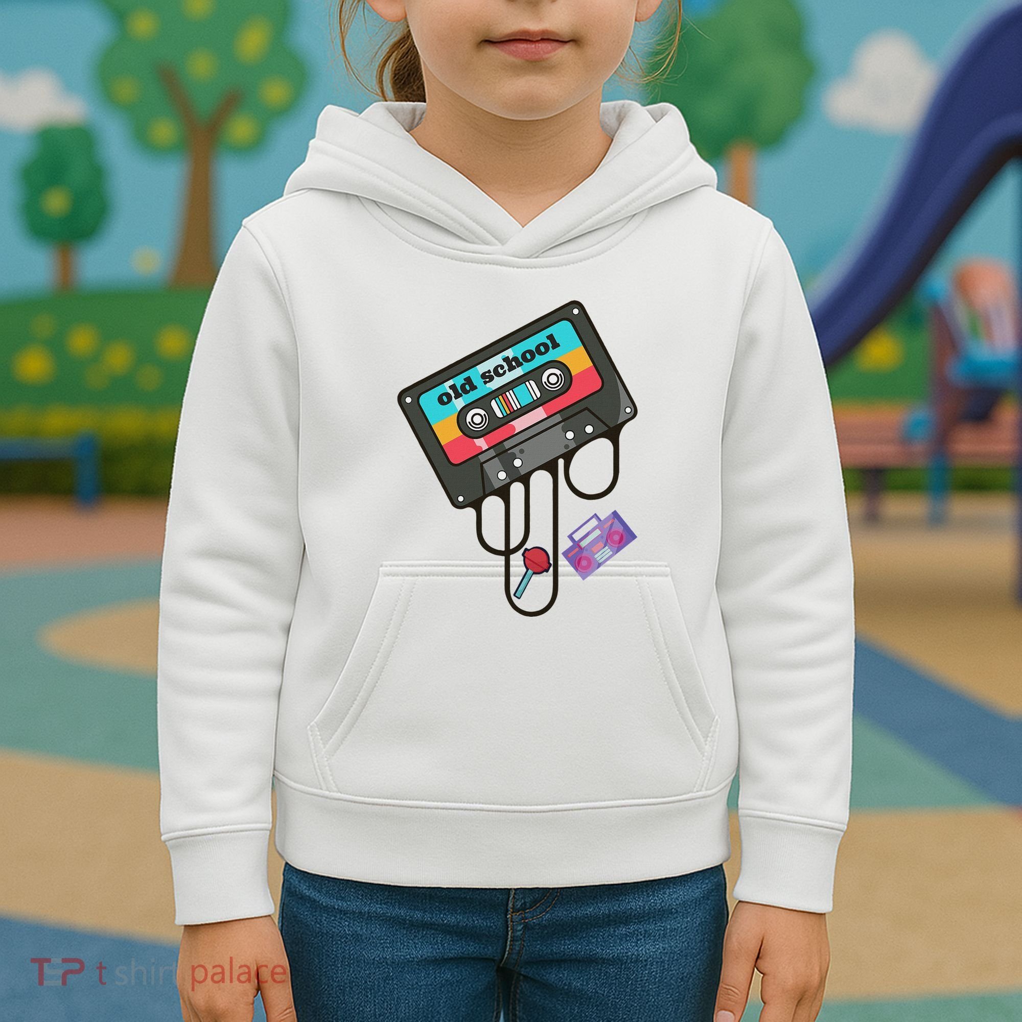 Old School Hip Hop Cassette Tape Retro 80s 90s Rap Mixtape Kids Hoodie